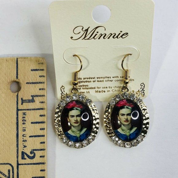 NWT Frida Kahlo Drop Earrings Colorful W/ Black Design Boutique New - Picture 4 of 4